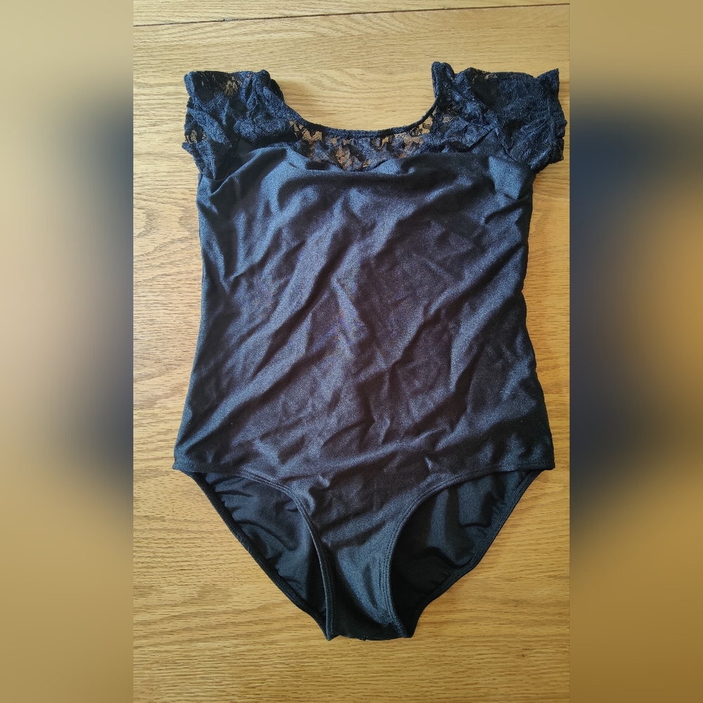 HDW Lace Detail Black Leotard